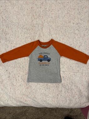 Grey and Orange Long-Sleeve Kids Tee - Pumpkin Truck